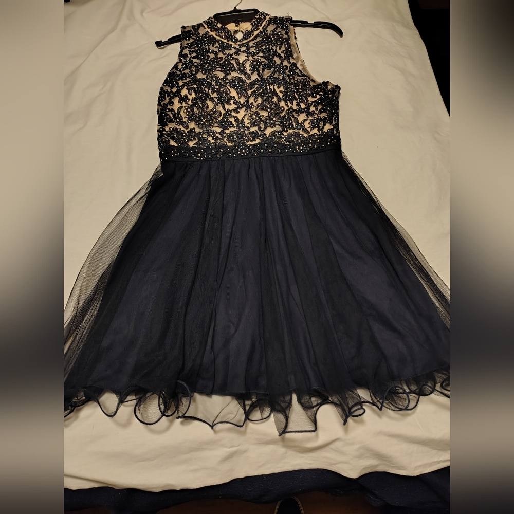 Jodi Kristopher Black and Cream Lace Kids Dress
